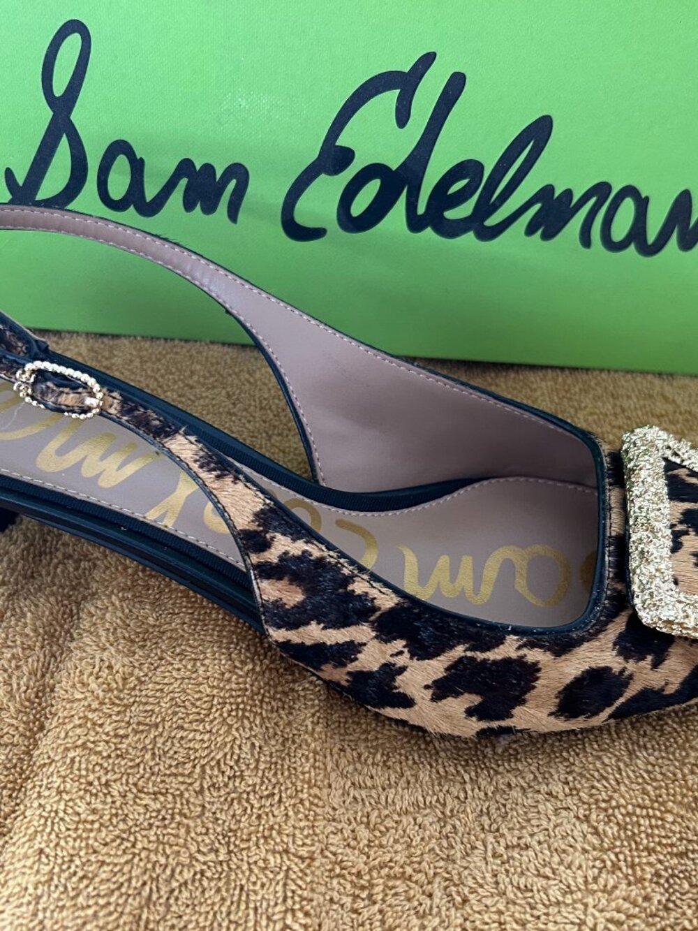 Sam Edelman Kammie Tan Leopard Print Size 8 Kitten Heel
